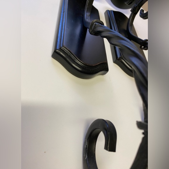 Black Metal Wood Wall Sconces Candle Set of Two Pair Wall Hanging  Spiral - Picture 7 of 12